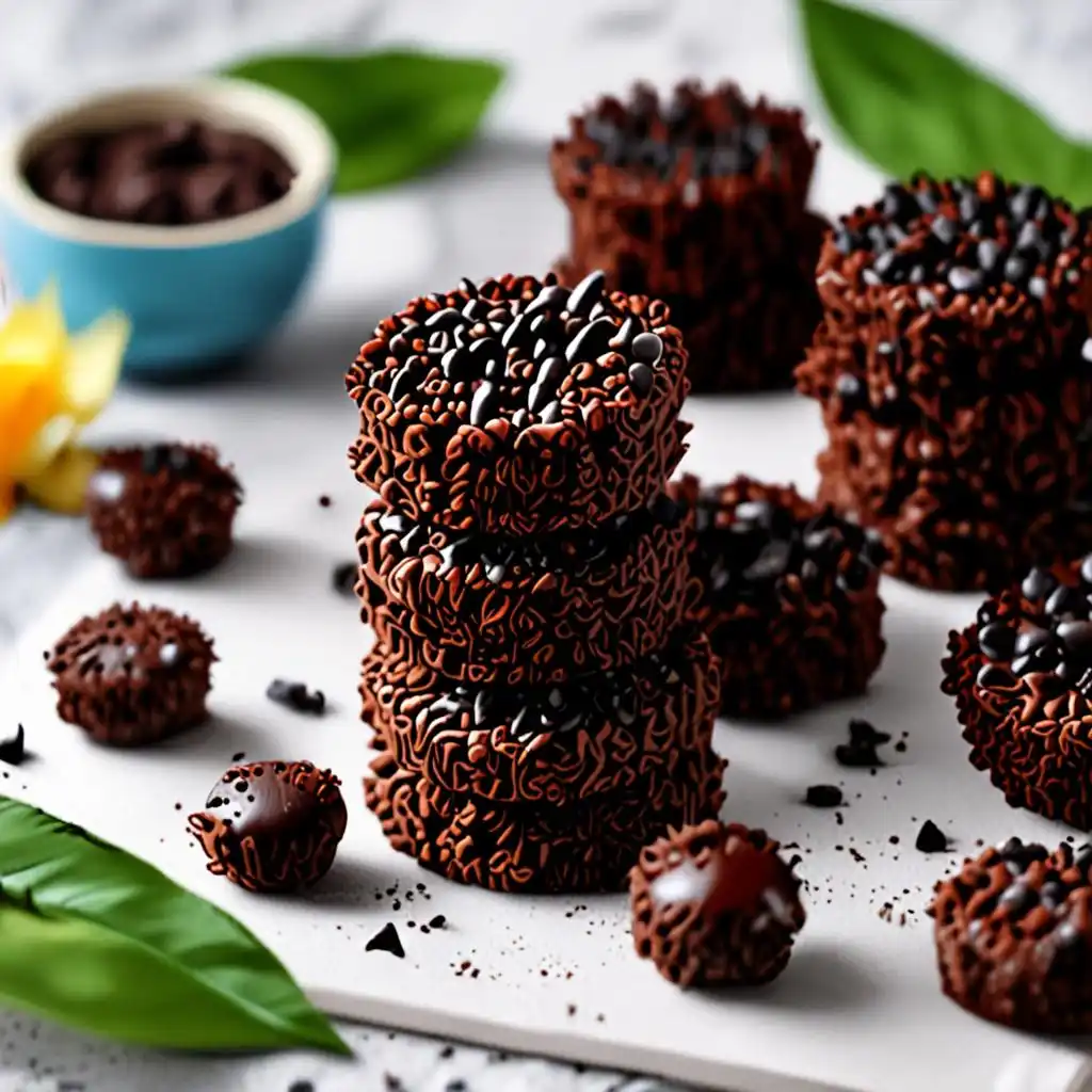 No Bake Healthy Vegan Dark Chocolate Rice Crispy Cakes