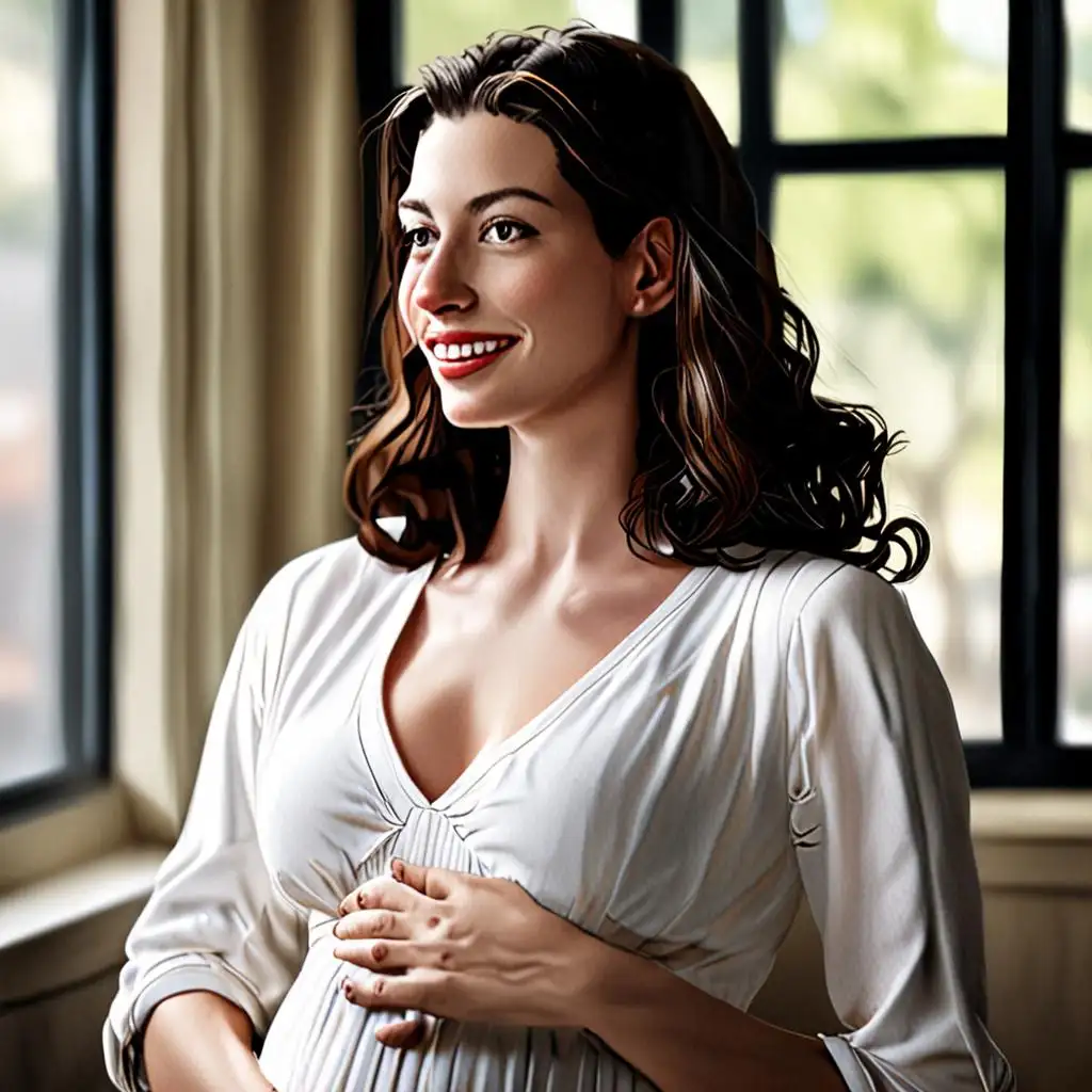 Anne Hathaway’s latest maternity look has a built-in window for her baby bump